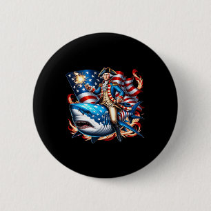 Washington Riding Shark Funny 4. Juli American Fl Button