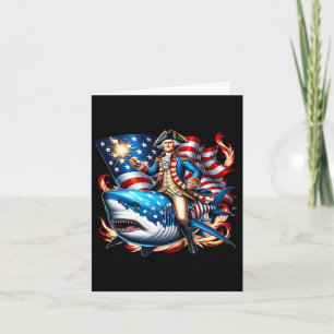 Washington Riding Shark Funny 4. Juli American Fl Karte