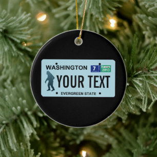 Washington Sasquatch License Plate Keramikornament
