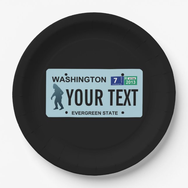Washington Sasquatch License Plate Pappteller (Vorderseite)