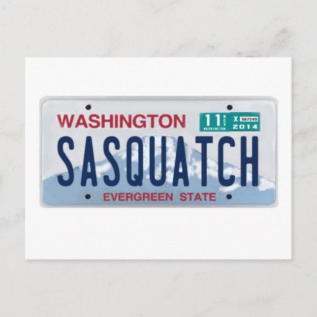 Washington Sasquatch License Plate Postkarte (Vorderseite)