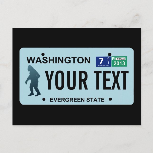 Washington Sasquatch License Plate Postkarte (Vorderseite)