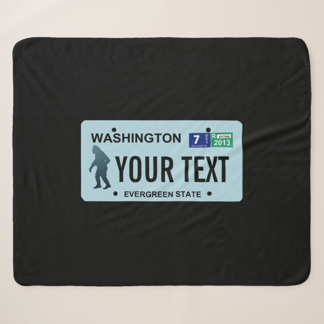 Washington Sasquatch License Plate Sherpadecke (Vorderseite (Horizontal))