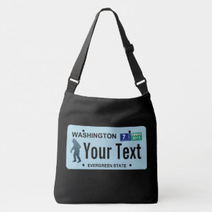 Washington Sasquatch License Plate Tragetaschen Mit Langen Trägern