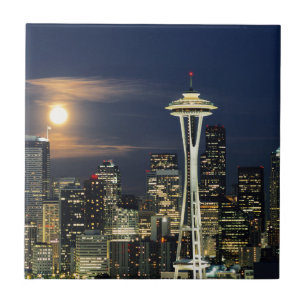 Washington, Seattle, Skyline bei Nacht von Kerry 1 Fliese