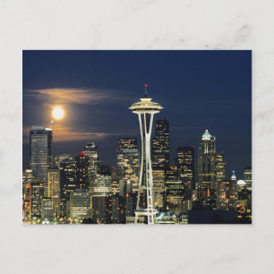 Washington, Seattle, Skyline bei Nacht von Kerry 1 Postkarte