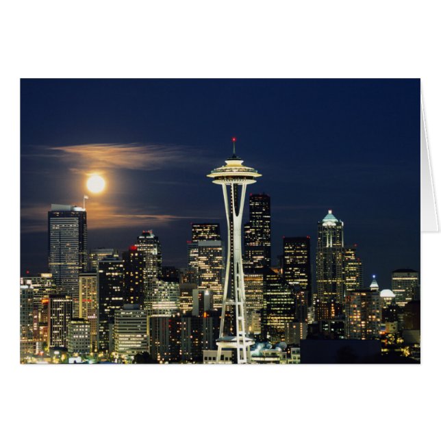 Washington, Seattle, Skyline nachts ab Kerry 1 (Vorderseite (Horizontal))