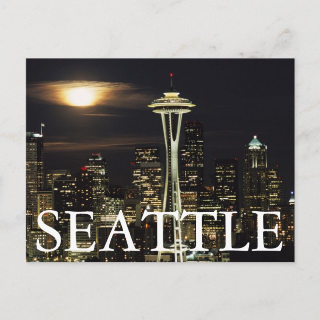 Washington, Seattle, Skyline nachts ab Kerry 2 Postkarte (Vorderseite)