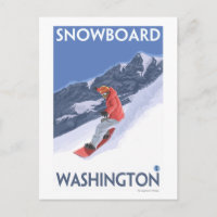 Washington Snowboarding Vintage Travel Poster
