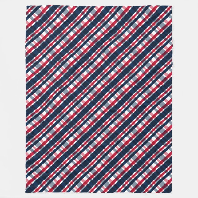 Washington Sports Fan Blue White Red Kariert Fleecedecke (Vorderseite)