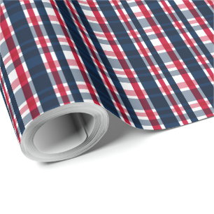 Washington Sports Fan Blue White Red Kariert Geschenkpapier