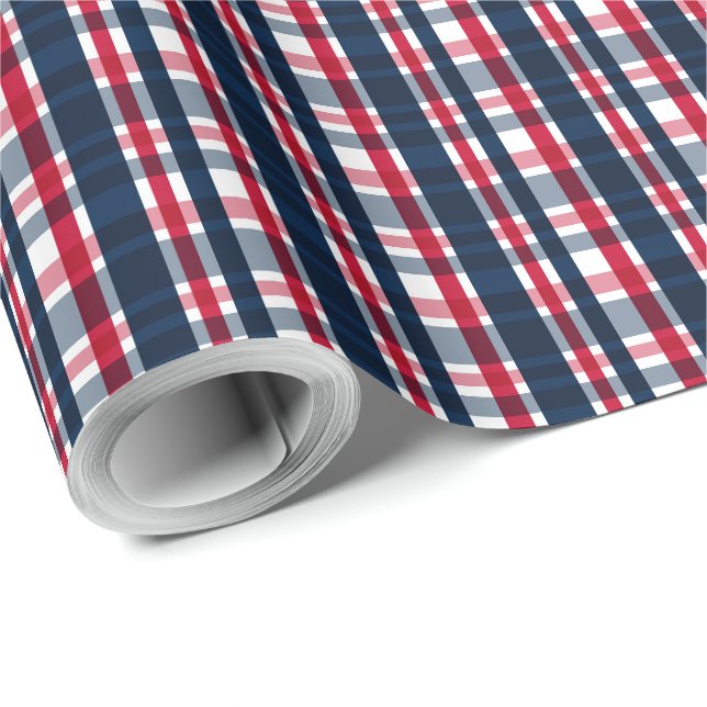 Washington Sports Fan Blue White Red Kariert Geschenkpapier (Rolleneckpunkt)