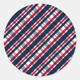 Washington Sports Fan Blue White Red Kariert Runder Aufkleber