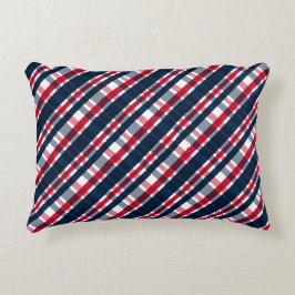 Washington Sports Fan Blue White Red Kariert Zierkissen