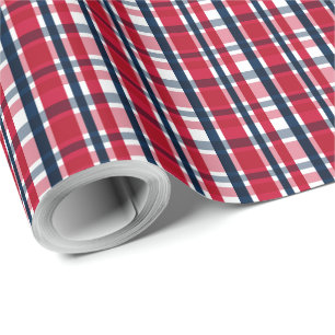 Washington Sports Fan Red White Blue Kariert Geschenkpapier