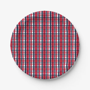 Washington Sports Fan Red White Blue Kariert Pappteller