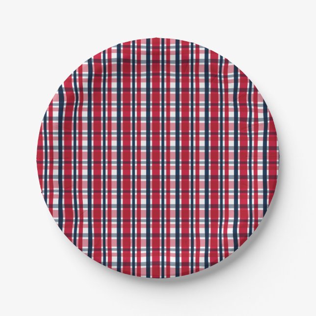 Washington Sports Fan Red White Blue Kariert Pappteller (Vorderseite)