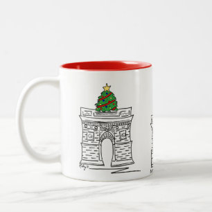 Washington Square Arch NYC Christmas Tree New York Zweifarbige Tasse