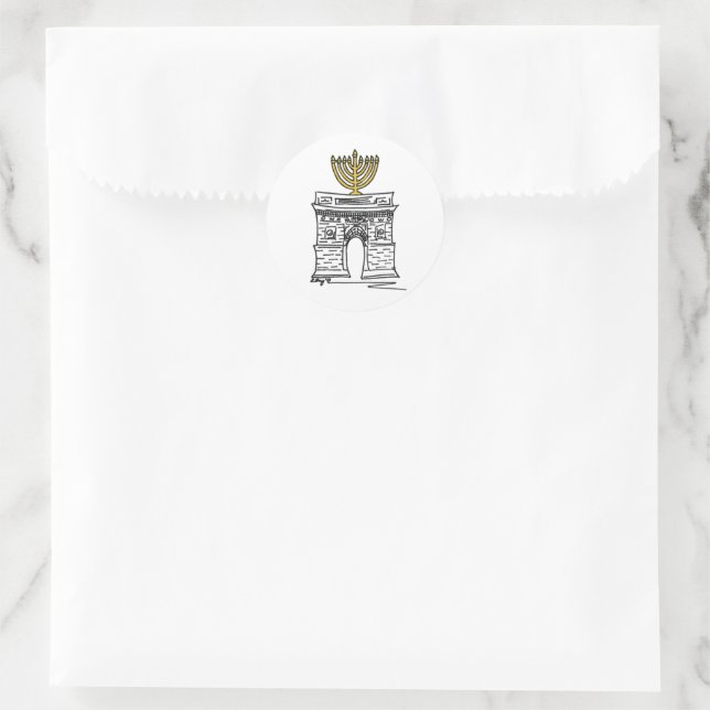 Washington Square Arch NYC Happy Hanukkah Menorah Runder Aufkleber (Tasche)