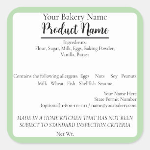 Washington St. Hütte Food Business Baking Label Quadratischer Aufkleber