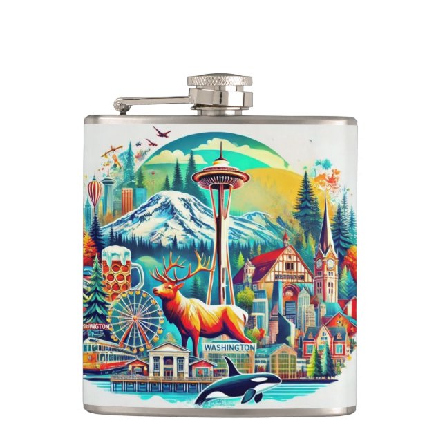 Washington Staat Adventure Flask Flachmann (Vorderseite)