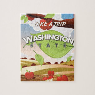 Washington Staat Apple tree Travel Poster Cartoon