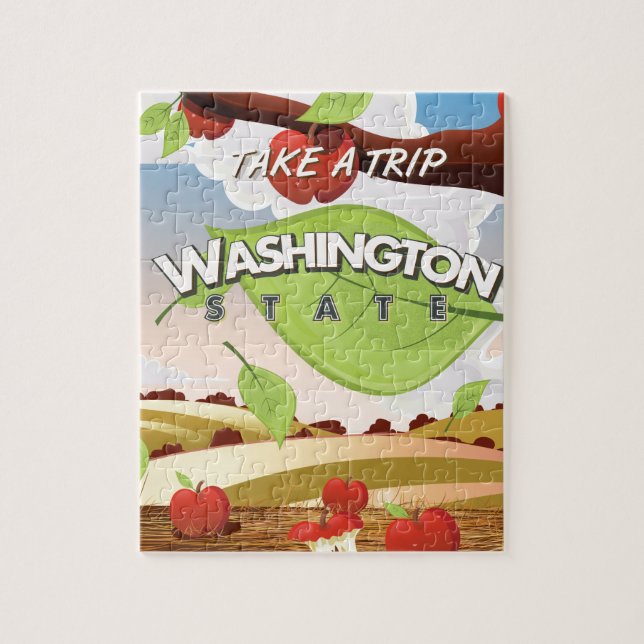 Washington Staat Apple tree Travel Poster Cartoon (Vertikal)
