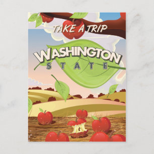 Washington Staat Apple tree Travel Poster Cartoon Postkarte