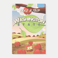 Washington Staat Apple Trevel Poster Cartoon.