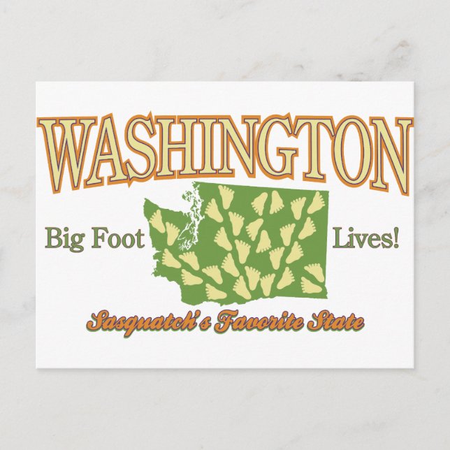 Washington Staat - Bigfoot Lives! Postkarte (Vorderseite)
