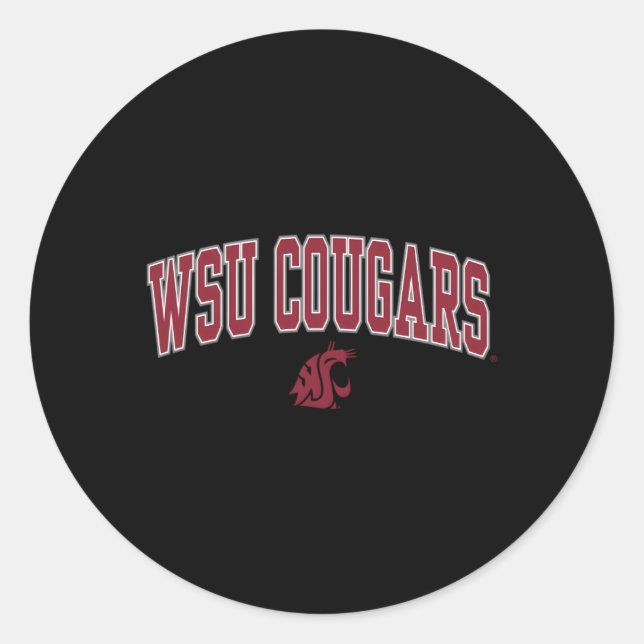 Washington Staat Cougars Arch über Black Runder Aufkleber (Vorderseite)