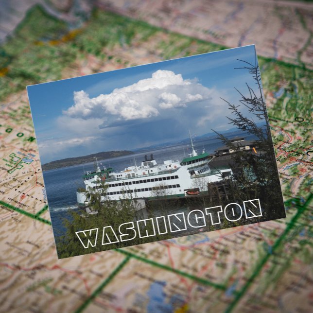 Washington Staat Ferry Travel Foto Postkarte (In Situ Map)