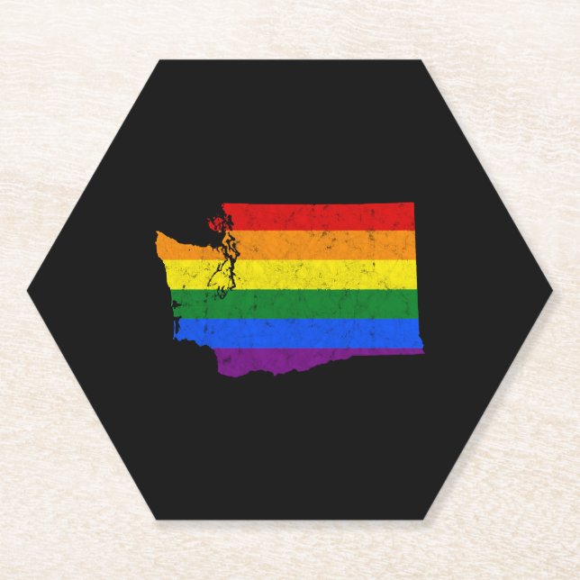 Washington Staat Lgbt Rainbow Flag Untersetzer (Vorderseite)