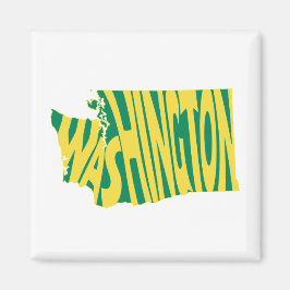 Washington Staat Name Word Art Yellow Magnet