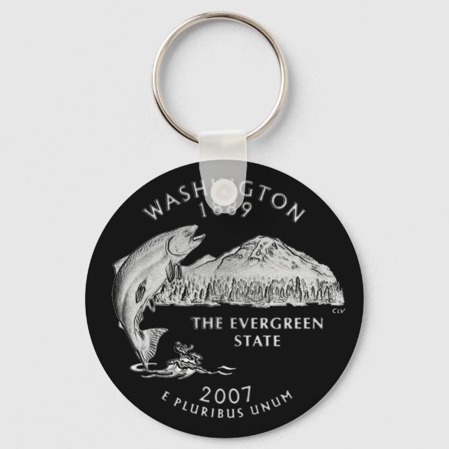 Washington Staat Quarter Black Background Schlüsselanhänger (Vorderseite)