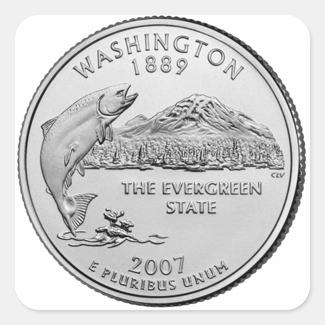 Washington Staat Quarter Quadratischer Aufkleber (Vorderseite)