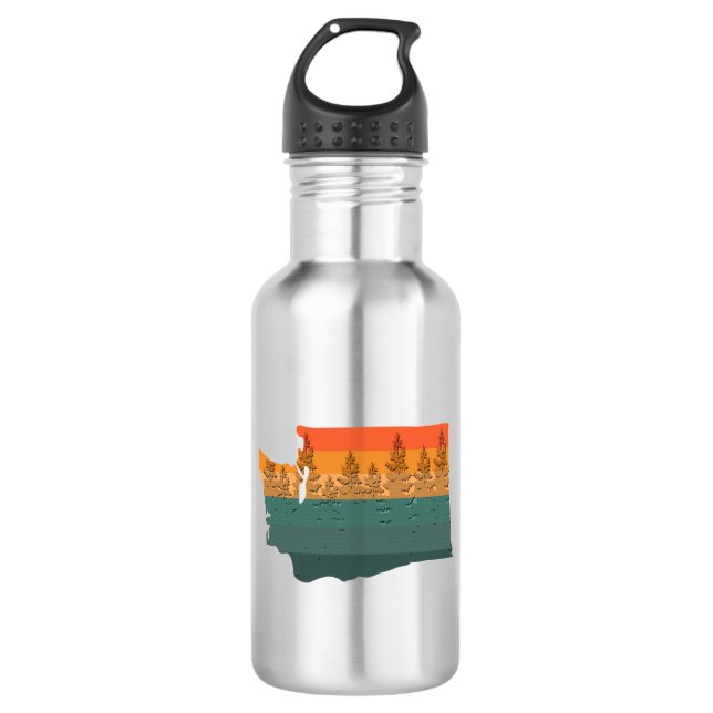 Washington Staat Tree Silhouette Edelstahlflasche (Vorderseite)