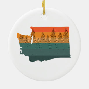 Washington Staat Tree Silhouette Keramik Ornament