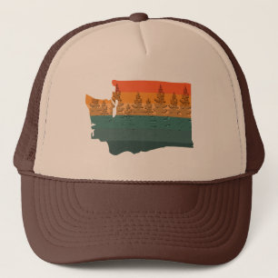 Washington Staat Tree Silhouette Truckerkappe