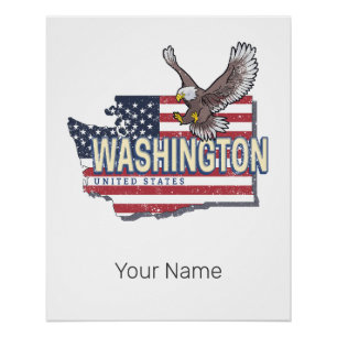 Washington Staat United Staaten Map USA Souvenir Poster