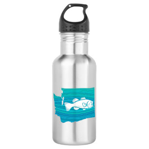 Washington Staat Wave Fishing Edelstahlflasche