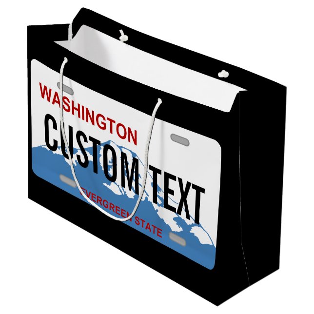 Washington-Staatslizenzplatten-Gewohnheit giftbag Große Geschenktüte (Vorderseite Schrägansicht)
