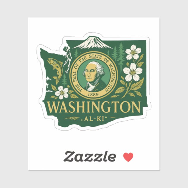 Washington Staatsstolz Aufkleber (Blatt)