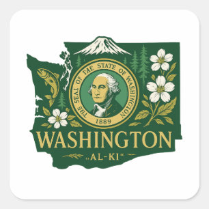 Washington Staatsstolz Quadratischer Aufkleber