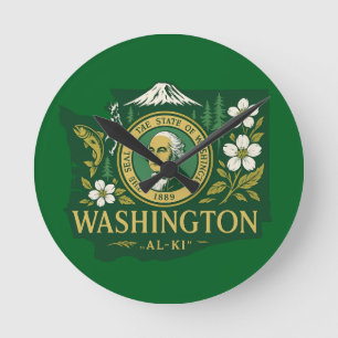 Washington Staatsstolz Runde Wanduhr