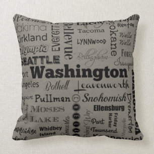 Washington-Stadttypographiekissen im Grau/im Kissen