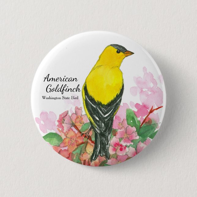 Washington State Bird American Goldfinch Button (Vorderseite)