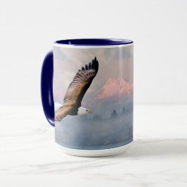 Washington State Eagle Over Olympic Mountains Blue Tasse