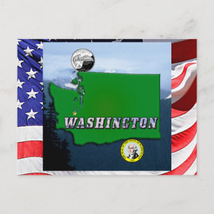Washington State Karte Faux Quarter, Siegel, Berge