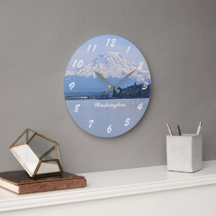 Washington State Mount Rainier und Puget Sound Große Wanduhr